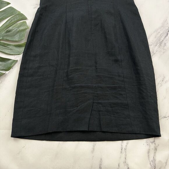 Liz Claiborne Womens Vintage 90s Linen Sheath Dress Size 4 Petite Black Gold - Picture 9 of 9